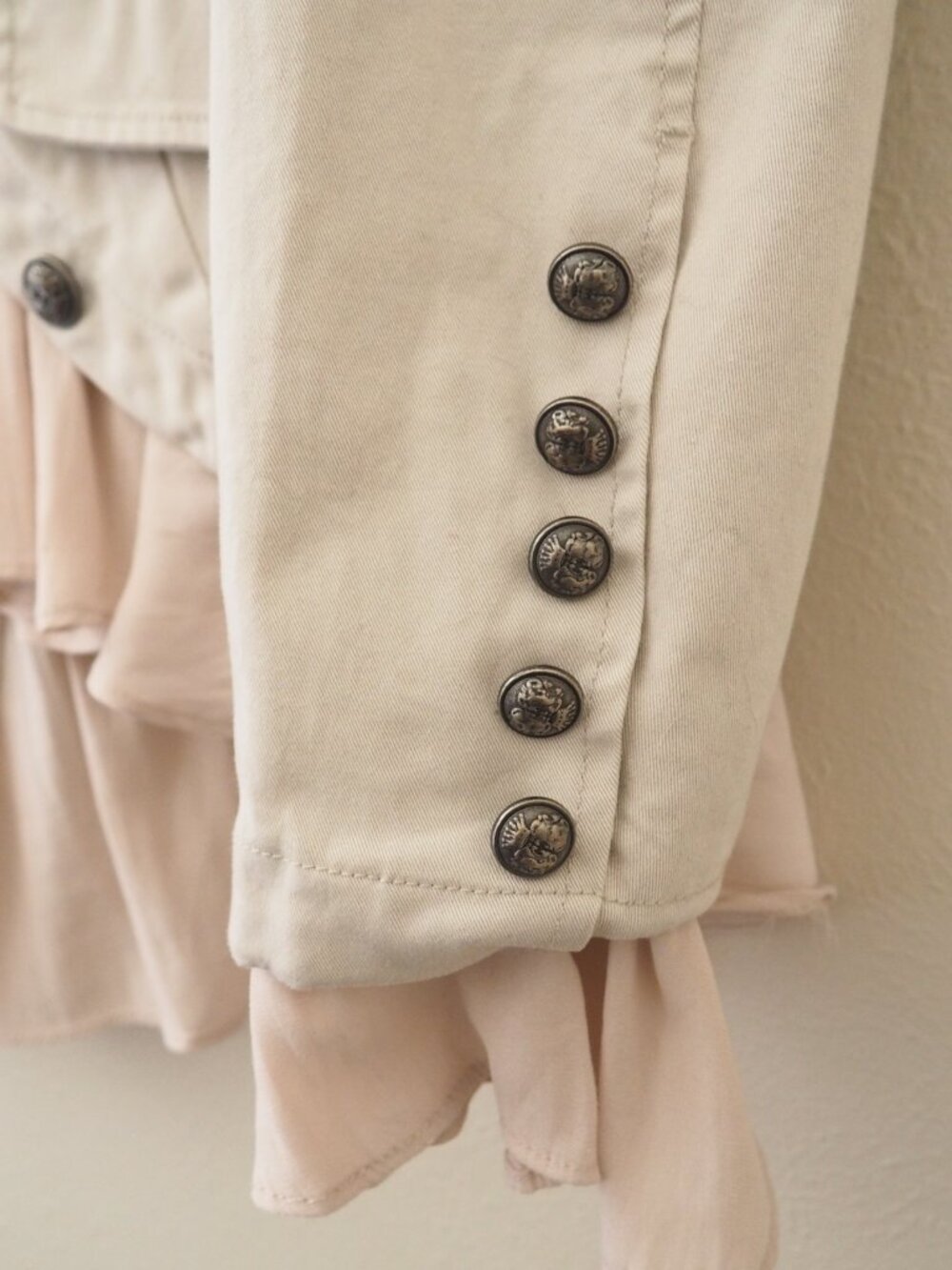 Free People Ruffles Buttons Romance Jacket sz S - Picture 8 of 10